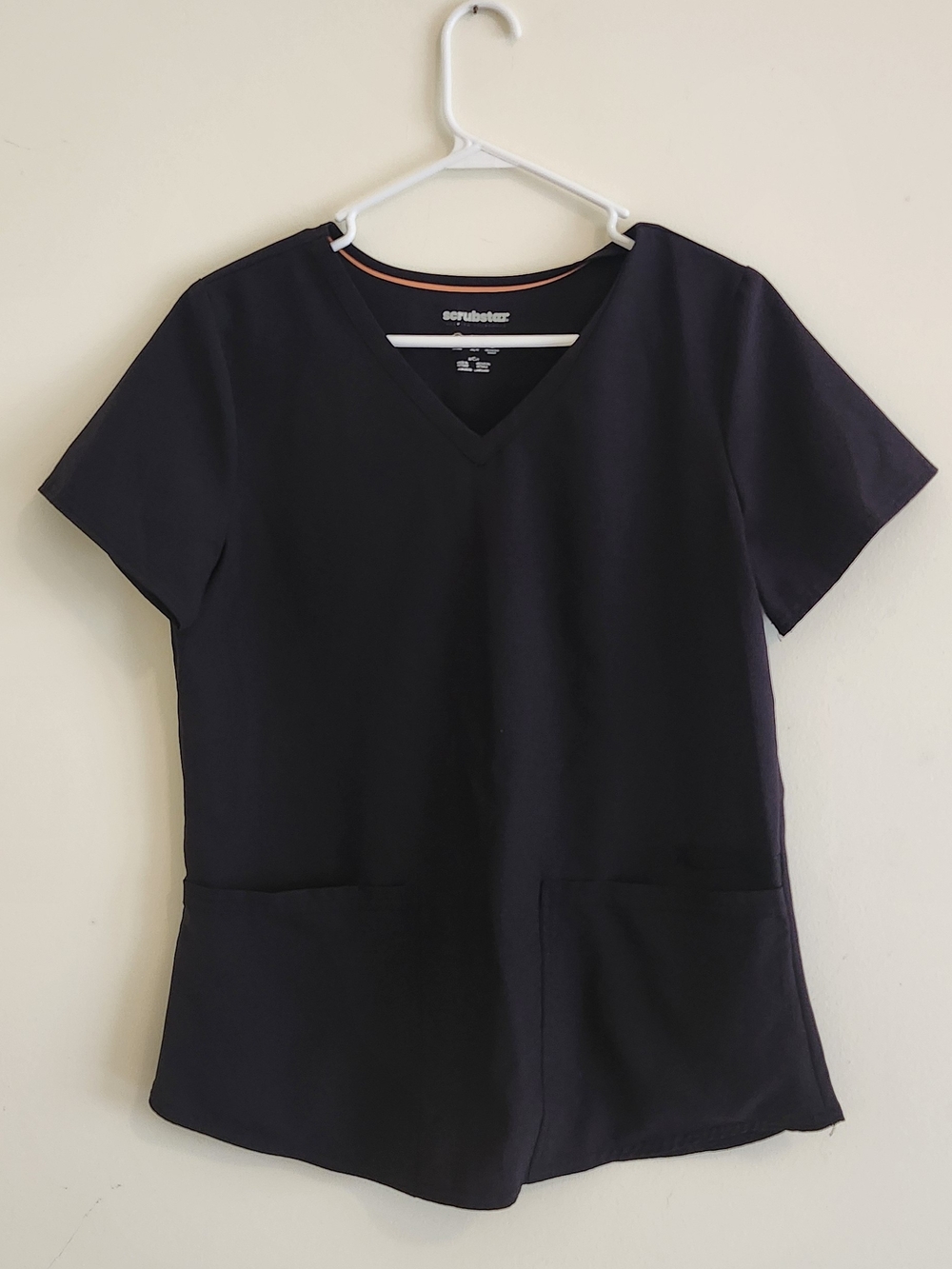 Scrubstar Black V-Neck Short Sleeve Medical Top with Front Pockets